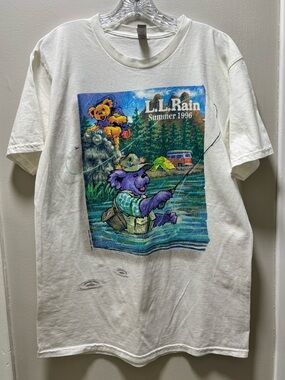 Grateful Dead L.L. Rain Summer “96”Graphic T Colorful Print Intentional Cracking